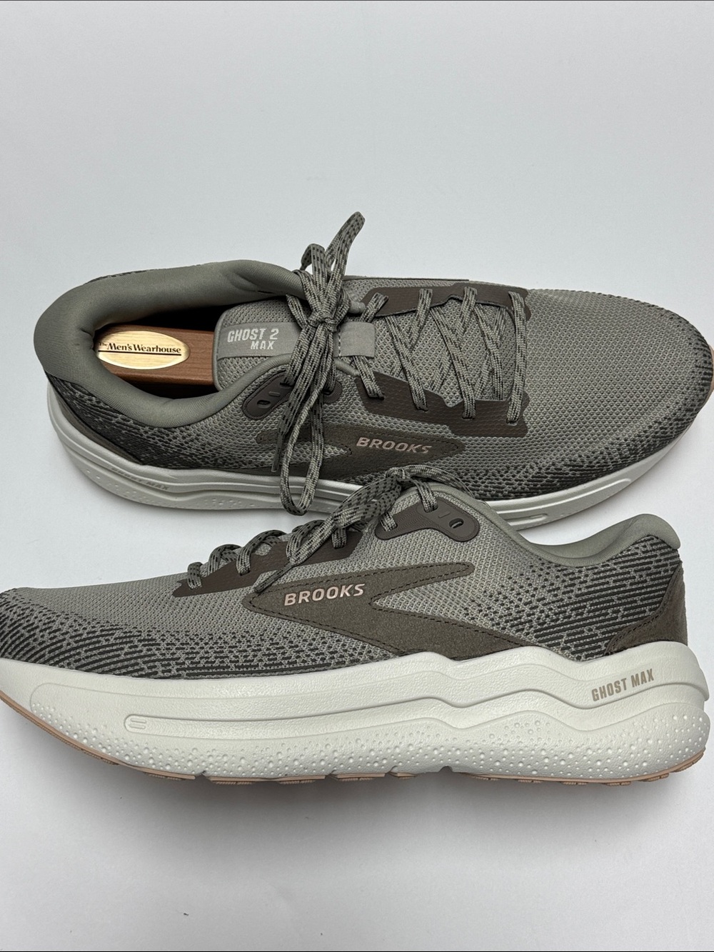 Brooks Ghost 2 Max Running Shoes - Olive Gray and White